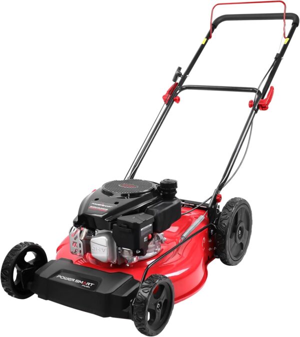 PowerSmart 21 in. Gas Lawn Mower, 144cc 2-in-1 Mulching Push Mower with 6-Positions Height Adjustment, High Rear Wheels - For Sale - Price