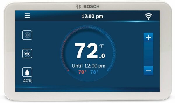 Bosch Large 5-Inch Full-Color Touch Screen Sleek Easy Setup Connected Control Smart Phone Wi-Fi Thermostat for 24V HVAC Systems with Bosch Connected Control App - For Sale - Price