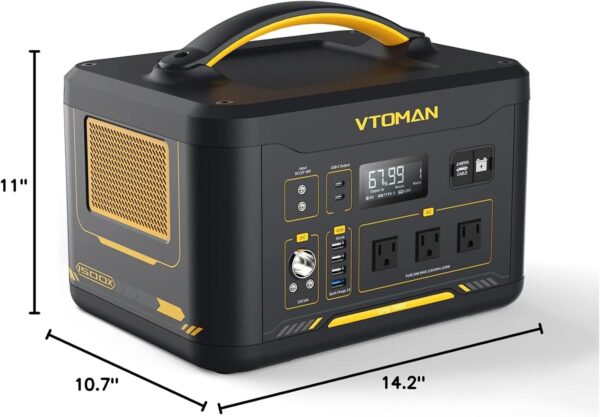 VTOMAN Jump 1500X Portable Power Station 1500W (3000W Peak), 828Wh LiFePO4 (LFP) Battery Powered Generator with Expandable Capacity, 3x Pure Sine Wave 1500W AC Outlets, 2xPD 100W, 3x Regulated 12V DC - For Sale - Price - Image 8