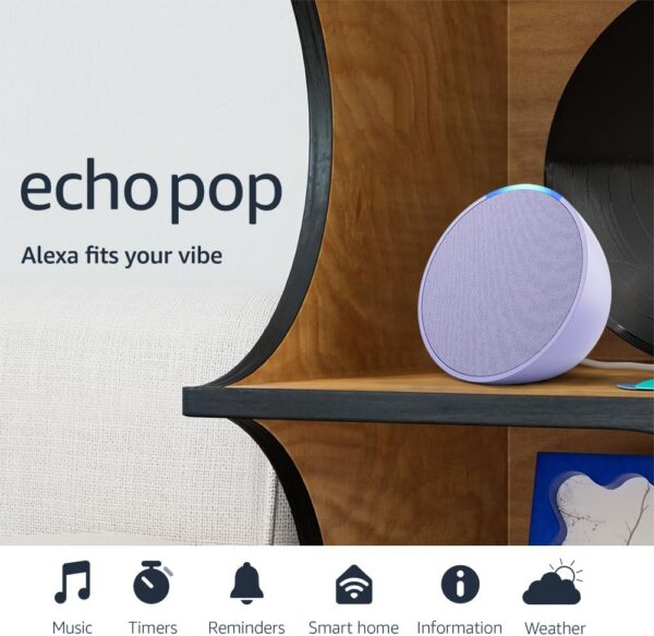 Amazon Echo Pop (newest model), Our smallest Alexa speaker, Fits in any room, Lavender Bloom - For Sale - Price