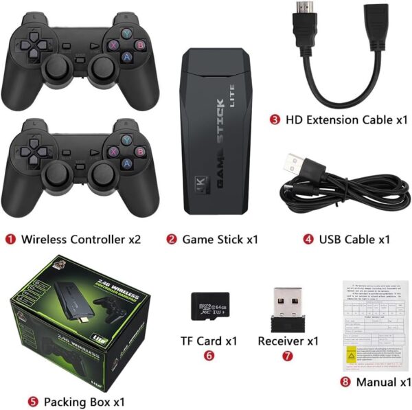 20000+ Games,2025 Newest Home Game Console Wireless Double Handle PSP Arcade Double TV Game Console Plug and Play Video Game Stick, HDMI Output TV, Gift for Kids and Adults (64G) - For Sale - Price - Image 3