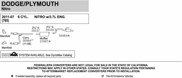 Walker 55564 Direct Fit Exhaust Resonator and Pipe Assembly 2.25" Inlet (OD) 2.5" Outlet (OD) for Chevrolet Tahoe - For Sale - Price - Image 2