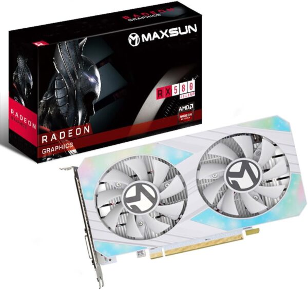 maxsun AMD Radeon RX 580 8GB 2048SP GDDR5 Computer Video Graphics Card GPU for PC Gaming 256-Bit DirectX 12 DVI, HDMI, DisplayPort Multi Monitors Extend (White) - For Sale - Price