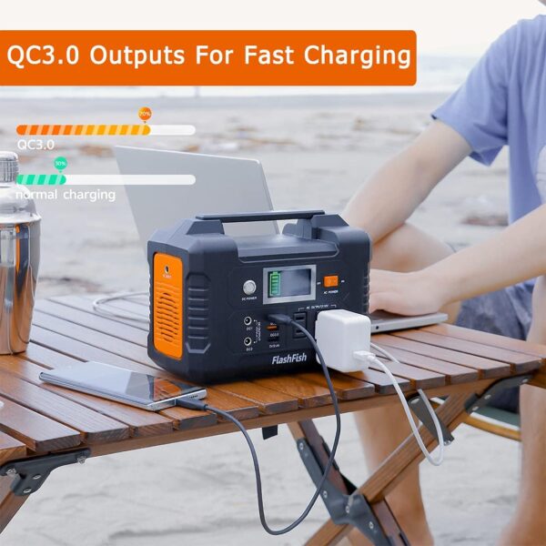 200W Portable Power Station, FlashFish 40800mAh Solar Generator With 110V AC Outlet/2 DC Ports/3 USB Ports, Backup Battery Pack Power Supply for CPAP Outdoor Advanture Load Trip Camping Emergency. For Sale - Price - Image 5