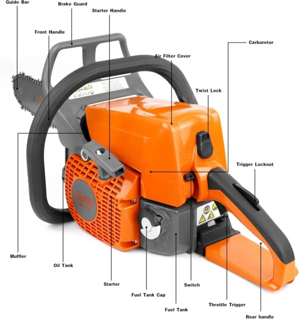 NEOTEC 45.4cc Gas Chainsaw, NS846 Powerhead with 16 Inch Guide Bar and Chain, Power Chain Saw 3.0 HP 2,24KW, All Parts Compatible with MS250 MS230 MS210 025 023 025 Chainsaw - For Sale - Price - Image 3