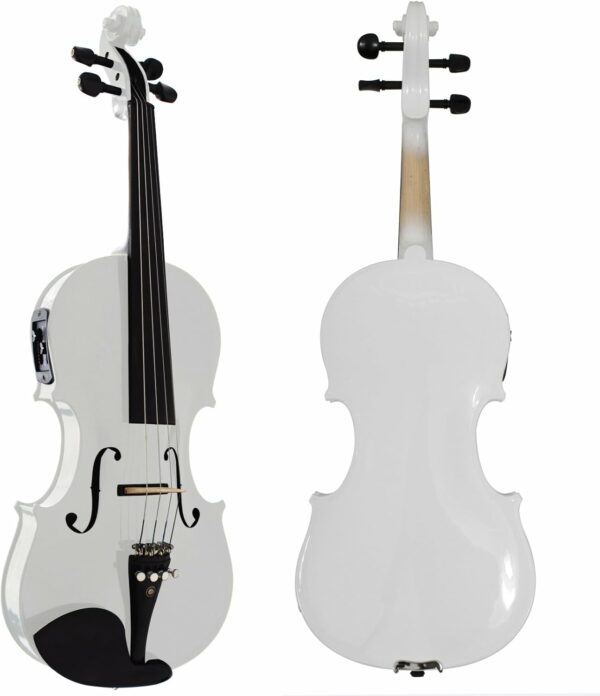 Cecilio 4/4 CVNAE-White Ebony Fitted Acoustic/Electric Violin in Pearl White(Full Size) - For Sale - Price - Image 2