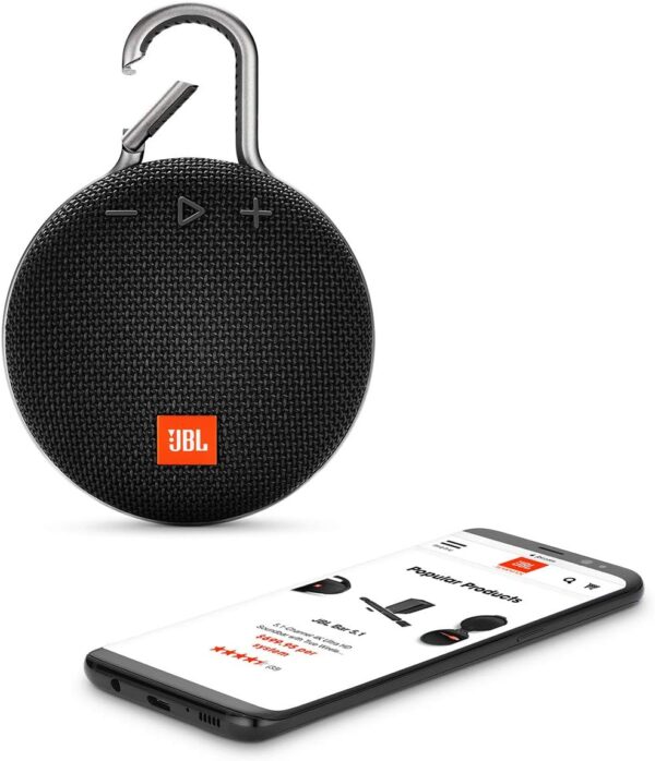 JBL Clip 3, Black - Waterproof, Durable & Portable Bluetooth Speaker - Up to 10 Hours of Play - Includes Noise-Cancelling Speakerphone & Wireless Streaming - For Sale - Price - Image 5