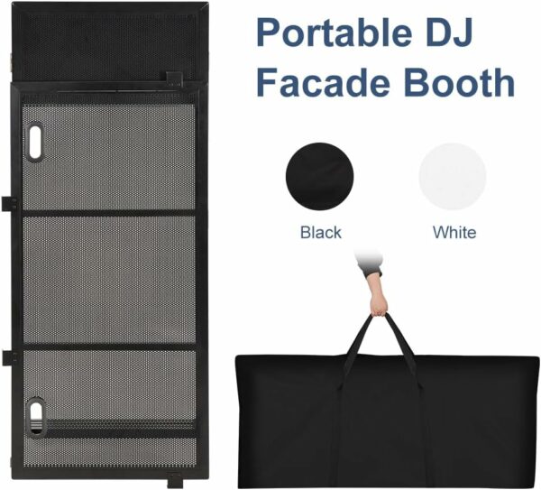 LUCKUP Portable DJ Booth 41"L x 20"W DJ Facade with White & Black Scrim, Foldable DJ Table Station with Adjustable Feet for Party, Black Metal Frame - For Sale - Price - Image 8