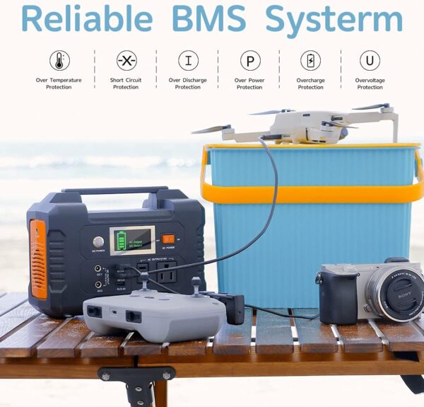 200W Portable Power Station, FlashFish 40800mAh Solar Generator With 110V AC Outlet/2 DC Ports/3 USB Ports, Backup Battery Pack Power Supply for CPAP Outdoor Advanture Load Trip Camping Emergency. For Sale - Price - Image 6