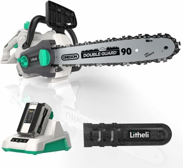 Litheli 40V Battery Chainsaw, 14''Cordless Chainsaw with Brushless motor and 2.0Ah Battery and Charger Included, Chain Saw for Trees,Pruning, Branch Cutting, Yard, Garden. - For Sale - Price