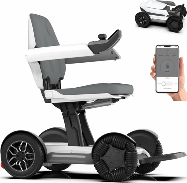 Left-Hand Controller, 23 Miles Long Travel Range, ROBOOTER® X40 AUTO Folding Smart Power Wheelchair Scooter -Memory Foam Seat- Removable Lithium Battery-Control Mobile App -Airline Approved-84 lbs - For Sale - Price