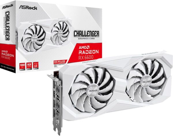 ASRock AMD Radeon RX 6600 Challenger White 8GB GDDR6 Graphics Card 0dB Silent Cooling 128-bit 7680 x 4320 DisplayPort HDMI 14 Gbps Dual Fan 7nm - For Sale - Price