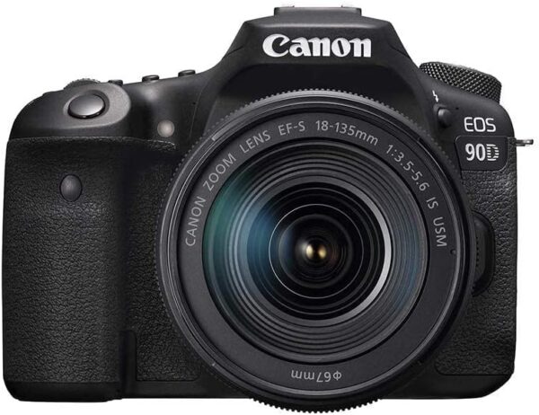 Canon DSLR Camera [EOS 90D] with 18-135 is USM Lens | Built-in Wi-Fi, Bluetooth, DIGIC 8 Image Processor, 4K Video, Dual Pixel CMOS AF, and 3.0 Inch Vari-Angle Touch LCD Screen, Black - For Sale - Price - Image 2