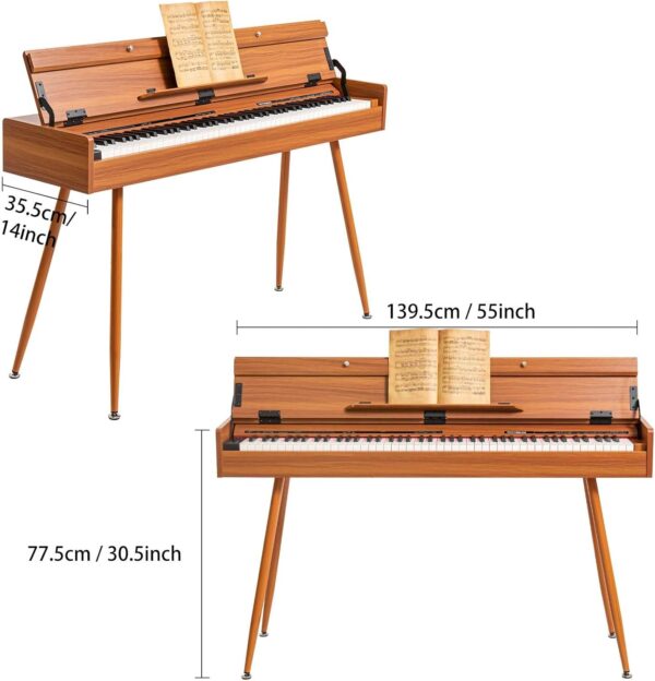 88 Key Weighted Digital Piano - Wooden Desk Electric Piano Transforms Between Desk and Vanity - Progressive Hammer-Action Keyboard, Perfect for Beginners with MIDI Functionality - For Sale - Price - Image 7