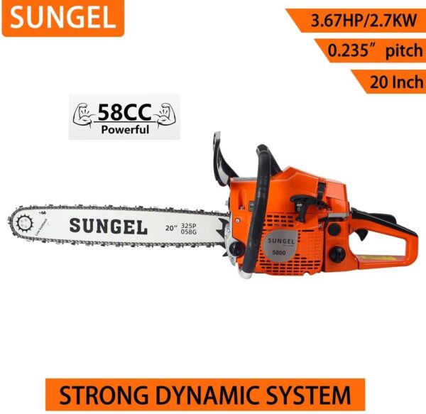 Gas-Powered-Chainsaw - 20 Inch Gas Chain Saw 2-Cycle 58 CC Cordless Handheld Gasoline Chain Saws for Cutting Wood Trees - For Sale - Price - Image 3