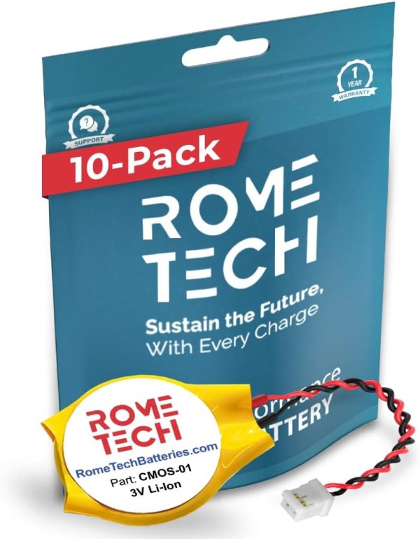 Rome Tech Replacement CR2032-LC1 CMOS Battery for Sony PlayStation 2/3 - PS2 PS3 Backup RTC BIOS CR2032 3 Volt Battery - 2 Wire Cable (10-Pack), Price For Sale