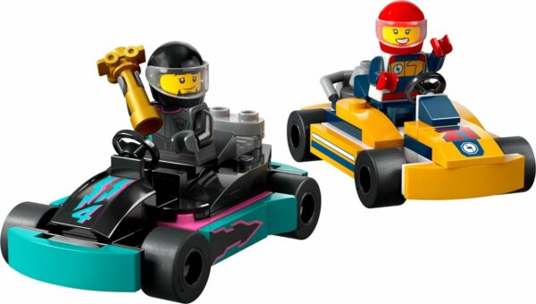 LEGO City Go-Karts and Race Drivers Toy Playset, 2 Driver Minifigures, Racing Vehicle Car Toy, Fun Race Car Toy Gift for Kids Aged 5 and Up, 60400 - For Sale - Price - Image 5