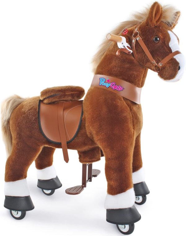 PonyCycle Ride on Horse Pony Kids Ride on Toys Classic Model U (with Brake/ 36" Height/Size 4 for Age 4-8) Riding Horse Walking Horse Toy Plush Brown Ux424, Price For Sale