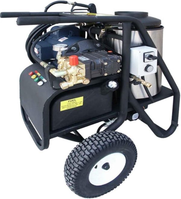 Cam Spray 20005SHDE Model 20005SHDE-230V 1PH Portable Electric Powered 3 gpm 2000 psi Hot Water Pressure Washer, Adjustable Pressure, Powder Coated Frame with Wand/Hose Rack, 13" Tires, Price For Sale