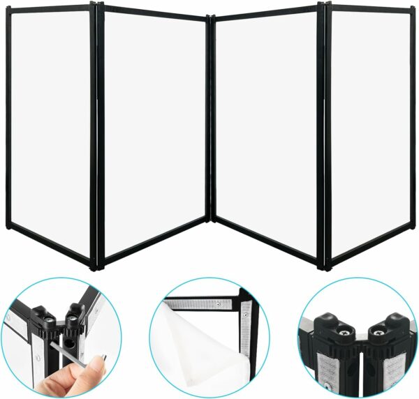 Portable DJ Facade, Professional DJ Fence, Foldable DJ Booth with Black and White Lighting Scrim, Adjustable Standing DJ Event Facade with Oversized Carry Bag - For Sale - Price - Image 3