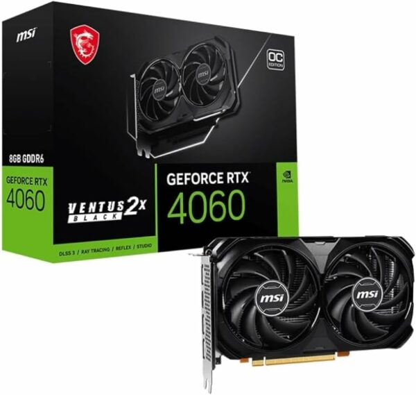 MSI GeForce RTX 4060 Ventus 2X Black 8G OC Gaming Graphics Card - 8GB GDDR6X, PCI Express Gen 4, 128-bit, 3X DP v 1.4a, HDMI 2.1a (Supports 4K & 8K HDR) - For Sale - Price