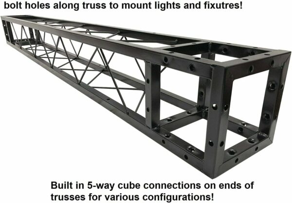 Black Square Metal Arch Truss 8 Ft. Width 7 ft. Height Portable DJ Lighting System Mobile Simple Bolt Connections - For Sale - Price - Image 2