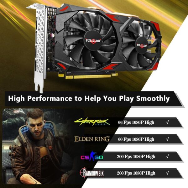 RX 580 8GB Graphics Card, 2048SP,GDDR5,256 Bit Graphics Card for Gaming PC,PCIE 3.0,Twin Freeze Fans Computer Video Card with HDMI/DP/Ports（Style 1） - For Sale - Price - Image 4