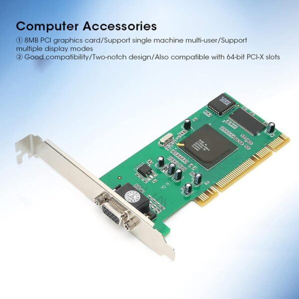 PCI Graphics Card, 8MB 32Bit VGA Card, Computer Multi Display Fit for for ATI Rage XL, 32Bit PCI VGA Video Card, Two Notch, Compatible with 64 bit PCI X Slot - For Sale - Price - Image 2