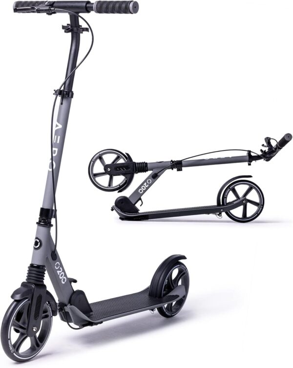 Aero Big Wheel Scooters for Kids Ages 8-12, Teens and Adults. Manual Kick Scooter for Boys and Girls, with Hand Brake, Rubber Mat, Shock Absorption, Foldable and Height Adjustable - For Sale - Price