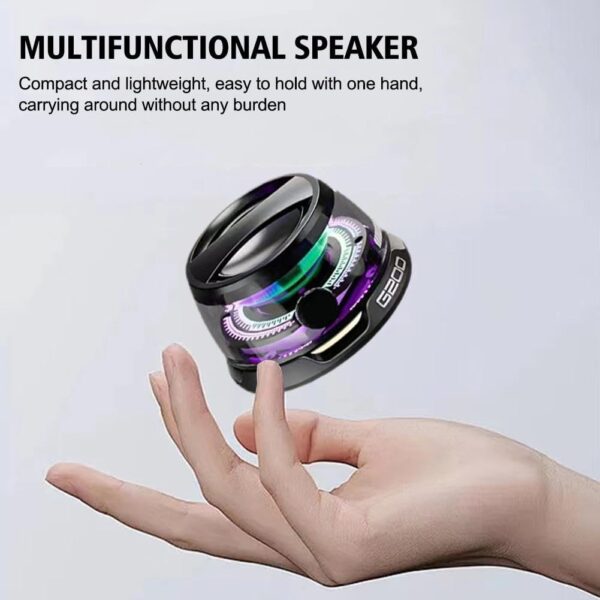 Magnetic Bluetooth Speaker, G200 Small Wireless Conduction Speaker, Portable Colorful Speaker with Color Light Phone Stand Speaker for Shower, Outdoor, Birthday Gift (Black) - For Sale - Price - Image 6