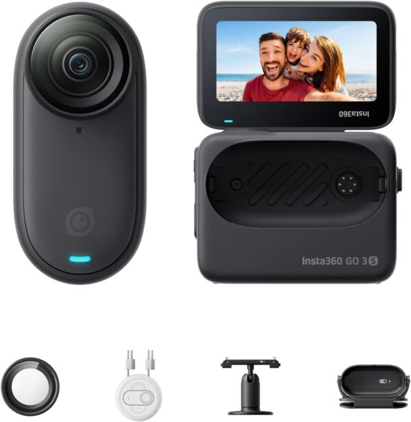 Insta360 GO 3S - 128 GB Black 4K Tiny Portable Vlogging Camera, Hands-Free POVs, Mount Anywhere, Stabilization, 140 Min Battery Life, 10m Waterproof, Pet POV - For Sale - Price