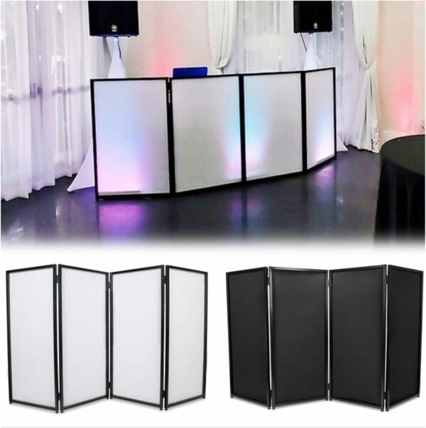 ECOTRIC Portable DJ Facade Booth Foldable Cover Screen with White/Black Facade+Cloth Frame Booth Steel +Travel Bag Case Projector Display Scrim Panel with Folding - For Sale - Price