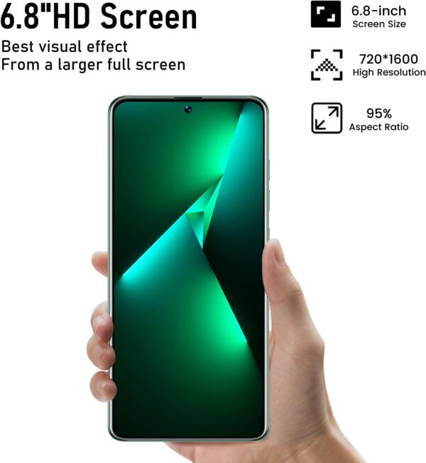 Pova5 pro Unlocked Android Phone Smartphone 8-core 6GB+256GB Cell Phone 24MP+50MP Camera Pixels 6800mAh Battery for Extended Standby 6.8-inch HD Screen Mobile Phone 5G Dual SIM Card (Greener) - For Sale - Price - Image 3