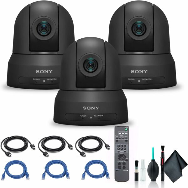 3 x Sony SRG-X120 1080p PTZ Camera with HDMI, IP & 3G-SDI Output Black SRG-X120, 3 x Cat5e Ethernet Cable, Cleaning Set, 3 x HDMI Cable - Bundle - For Sale - Price