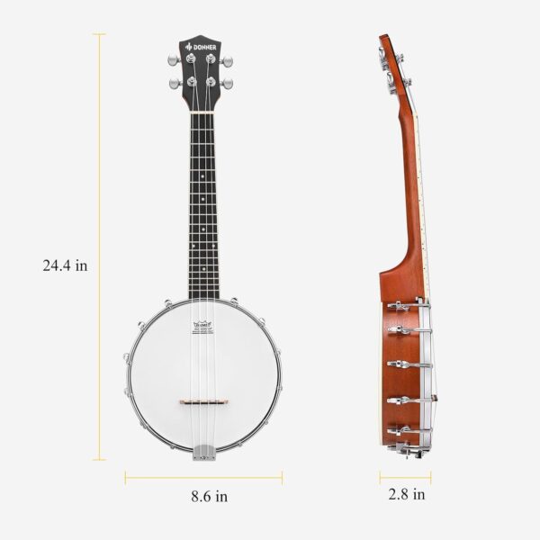 Donner Banjolele 4 String Banjo Ukulele kit Stringed Musical Instruments for Adult Beginner with Banjo Tuners, Gig Bag, Picks, Skeleton 23 Inch Sapele - For Sale - Price - Image 7