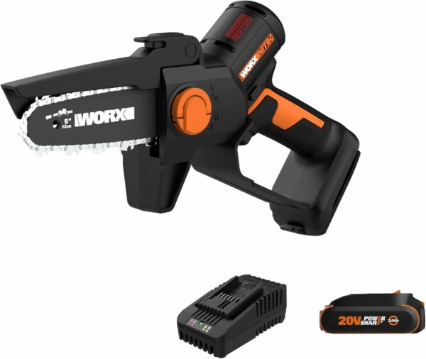 Worx Nitro 20V 5" Cordless Brushless Chainsaw 2.0 Ah Battery and Charger Included WG325 - For Sale - Price