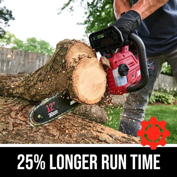 SKIL PWR CORE 20 Brushless 20V 12'' Handheld Lightweight Chainsaw Kit with Tool-free Chain Tension & Auto Lubrication, Includes 4.0Ah Battery and Charger-CS4562B-10 - For Sale - Price - Image 2