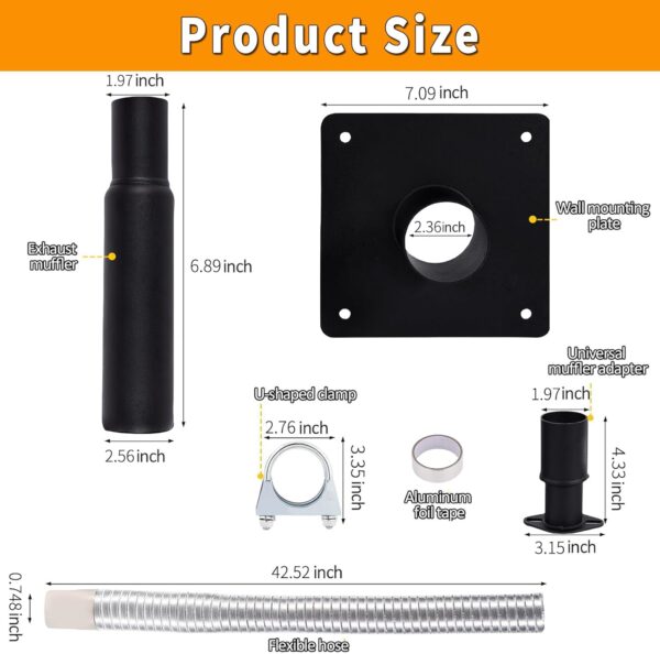 Upgrade Generator Exhaust Extension Silencer kit with Insulated Through-Wall Mounting Plate Safe Vent Exhaust Reduce Noise by 53% Compatible With Firman H07552 Wh03242 Honda Eu6500is Eu7000is For Sale - Price - Image 7