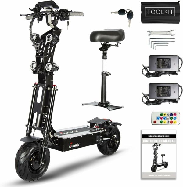 Foldable Electric Scooter with Seat, High Power 10,000W Dual Motor 72V 40A Extra Long Range, 13" On-Road Tires, Adult Electric Scooter - For Sale - Price