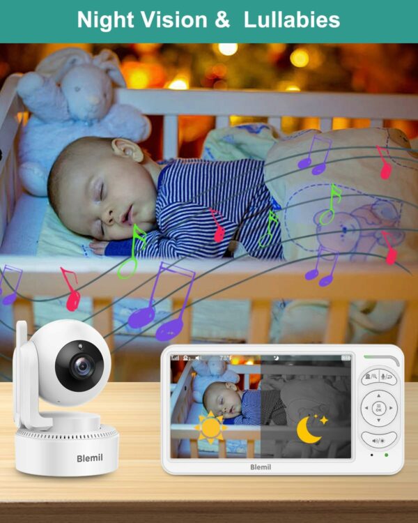 6" Baby Monitor with 2 Cameras and Audio 30 Hours Battery Upgrade Split Screen Video Baby Monitor Remote Pan-Tilt-Zoom 178°Wide-Angle 150 Languages No WiFi ECO 2-Way Talk Night Vision 1000ft Travel - For Sale - Price - Image 7