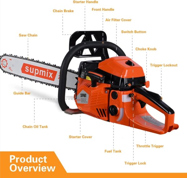 62cc Gas Chainsaw 20 Inch Gas Powered Chainsaws 2-Cycle Petrol Handheld Gasoline Chain Saw Power Saws for Cutting Wood Tree Trimming - For Sale - Price - Image 4