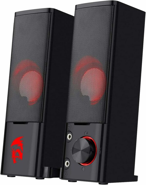 Redragon GS550 PC Gaming Speakers, 2.0 Channel Desktop Computer Sound Bar with Compact Maneuverable Size, Headphone Jack, Quality Bass & Decent Red Backlit, USB Powered w/ 3.5mm Cable - For Sale - Price