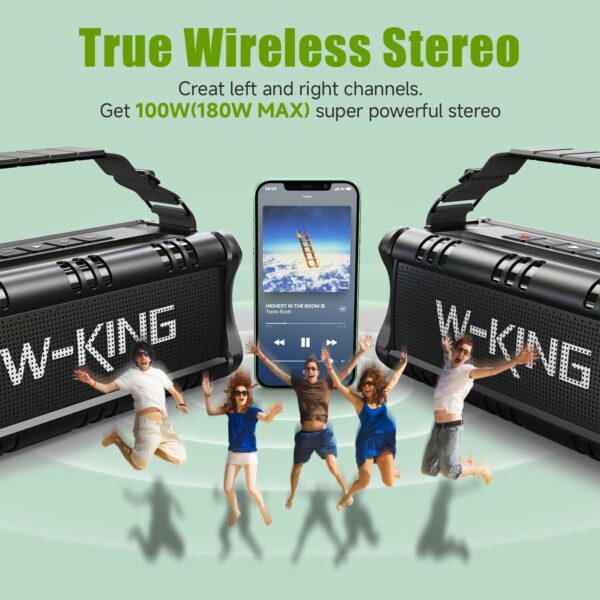 W-KING Bluetooth Speaker, 90W Peak 50W Speakers Bluetooth Wireless, Portable Bluetooth Speaker Loud with Deep Bass,IPX6 Waterproof Boombox Large Outdoor Speaker/Subwoofer/Power Bank/40H/EQ/TF/AUX/NFC - For Sale - Price - Image 4