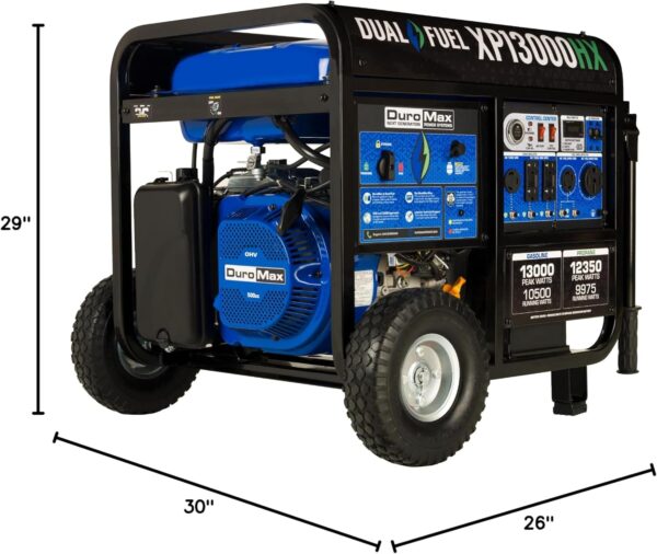 DuroMax XP13000HX Dual Fuel Portable Generator - 13000 Watt Gas or Propane Powered - Electric Start w/ CO Alert, 50 State Approved, Blue - For Sale - Price - Image 13