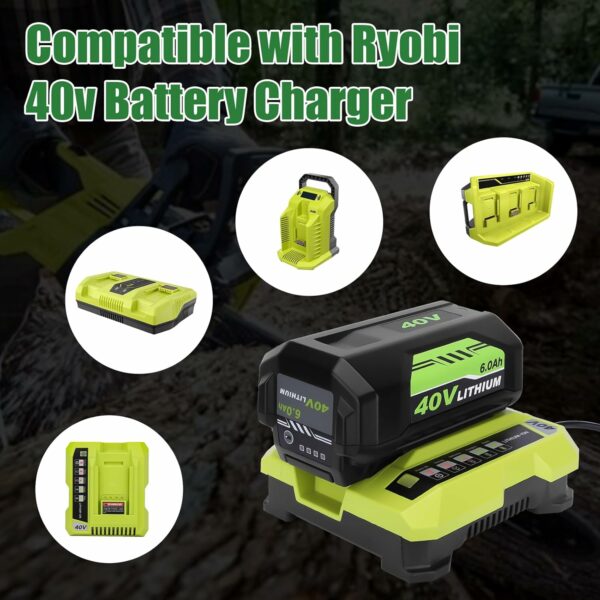 2Pack 6.0Ah OP40601 Replacement for Ryobi 40V Battery Compatible with Ryobi 40 Volt Battery Lithium OP4040 OP40401 OP4026 OP40261 OP4050 OP40201 Compatible with Ryobi Battery 40V Power Tools (Green) - For Sale - Price - Image 4