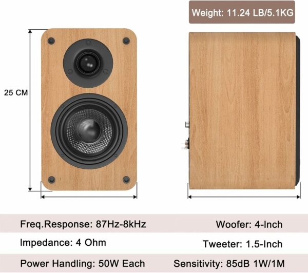 LONPOO Bluetooth Bookshelf Speakers with ARC, 100W Active Powered Speakers, USB/AUX-in/Optical/Coaxial, 4" Woofer and 1" Tweeter Home Stereo Speakers - For Sale - Price - Image 4