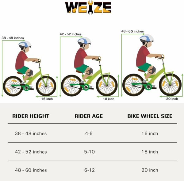 WEIZE Kids Bike, 14 18 20Inch Children Bicycle for Boys Girls Ages 3-12 Years Old, Rider Height 35-60 Inch, Coaster Brake, Multiple Color Options - For Sale - Price - Image 5