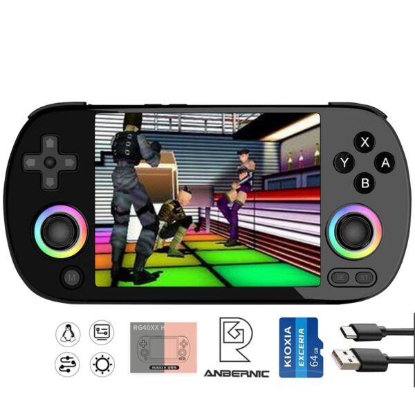 RG40XX H Handheld Game Console rg40xxh Retro Gaming Console 4.0'' IPS Screen with 64G TF Card Pre-Installed Games Linux 64-bit System Supports 5G WiFi Bluetooth HDMI and TV Output New Emulator RG40XX Black - For Sale - Price