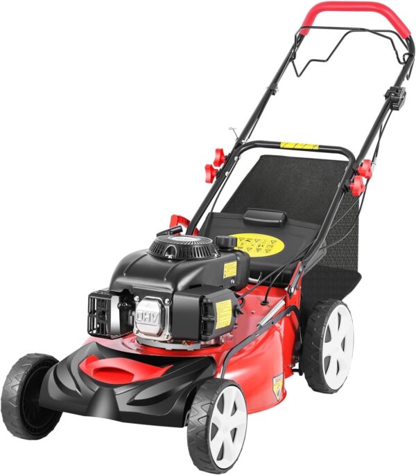 20Inch Self Propelled Gas Powered Lawn Mower, 140CC 4-Stroke Gas Push Self Propelled Lawn Mower 3-in-1 Lawn Mower with Grass Bag, 8 Gears Height Adjustable for Lawn Weeding - For Sale - Price