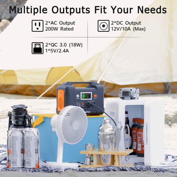 200W Portable Power Station, FlashFish 40800mAh Solar Generator With 110V AC Outlet/2 DC Ports/3 USB Ports, Backup Battery Pack Power Supply for CPAP Outdoor Advanture Load Trip Camping Emergency. For Sale - Price - Image 2